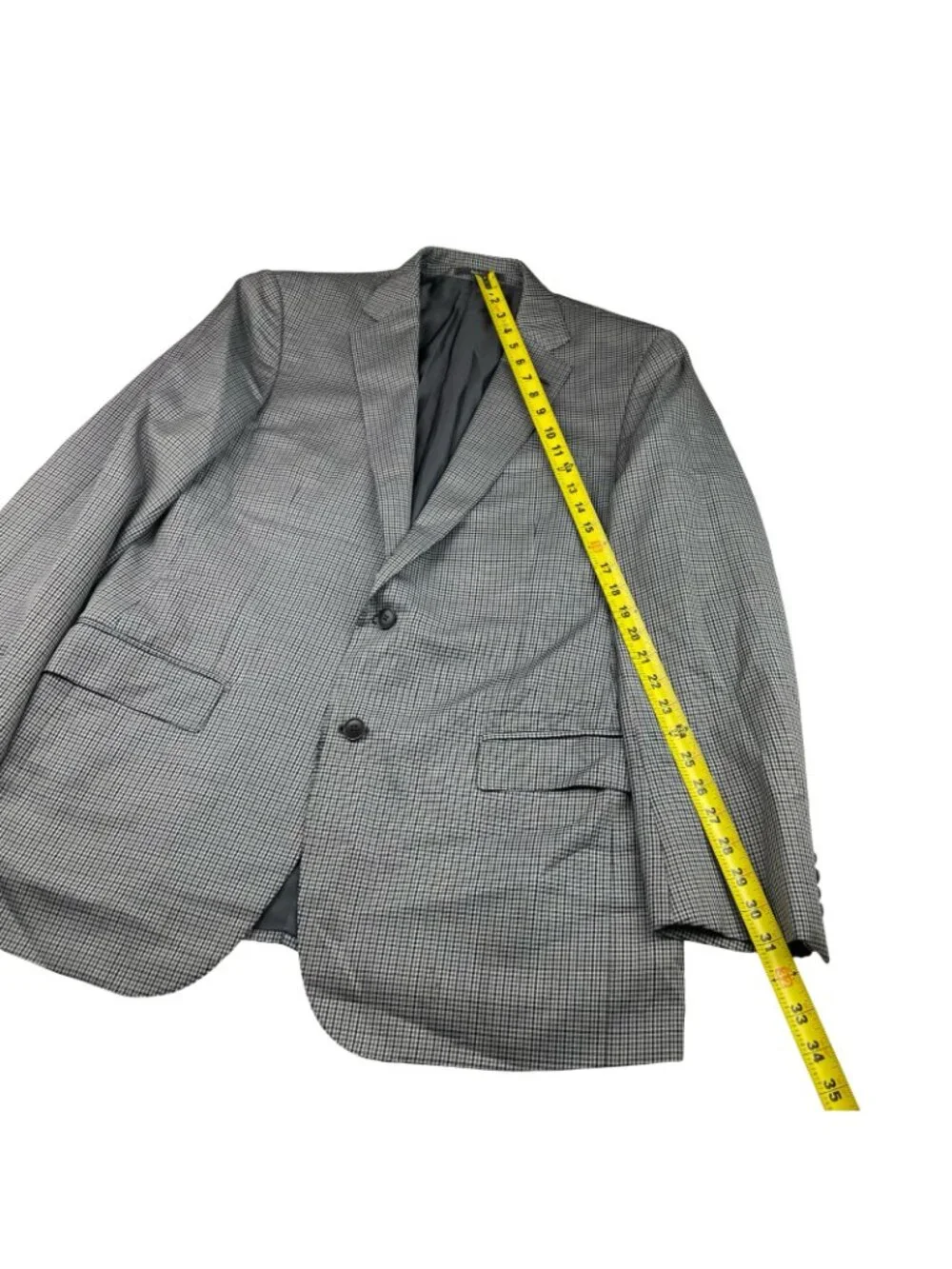 Ermenegildo Zegna Men’s Wool/Silk 2-Button Blazer Gray Plaid • Italy • 44R US